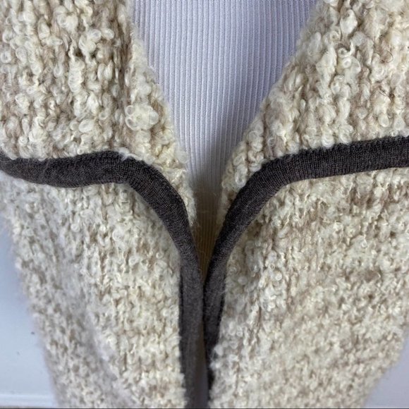 Loft Open Front Oversized Tan Cardigan Wool Mohair Alapaca Blend - Picture 3 of 12